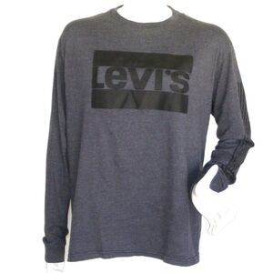 LEVI'S Tshirt, L, Gray, Black Logo, Long sleeves, Crew neck